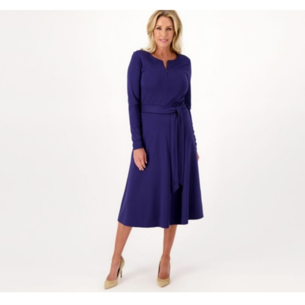 Girl with Curves Misses Zip Front Ponte Midi  Dress Size Medium NWT